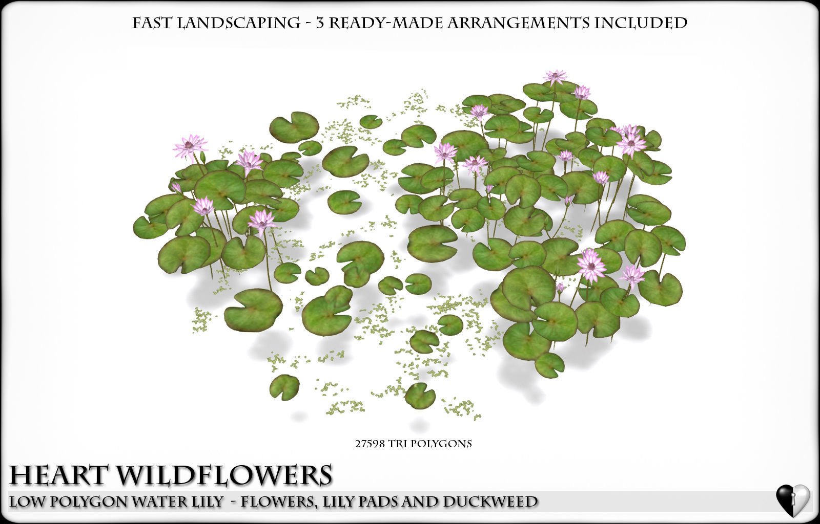 Low Polygon 3D Water lilies for Games and Visualisation Low-poly 3D model_8