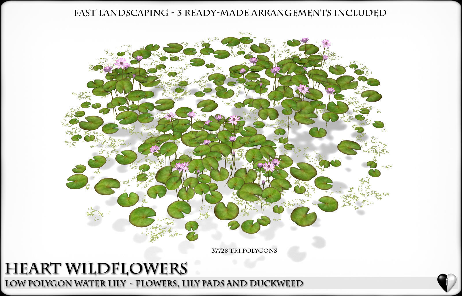 Low Polygon 3D Water lilies for Games and Visualisation Low-poly 3D model_9