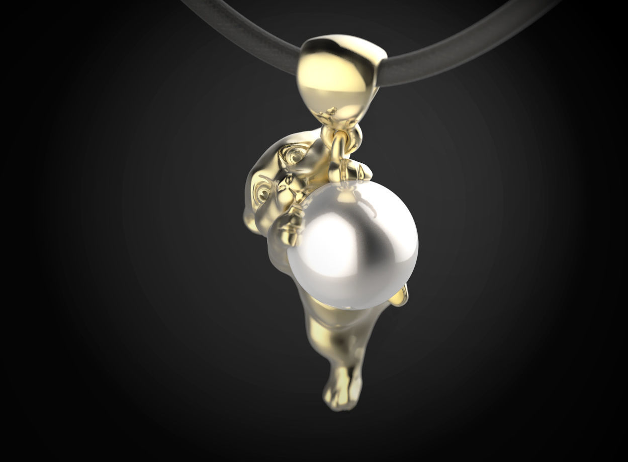 Lion puppy pendant 3D print model_1
