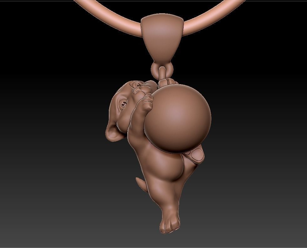 Lion puppy pendant 3D print model_3