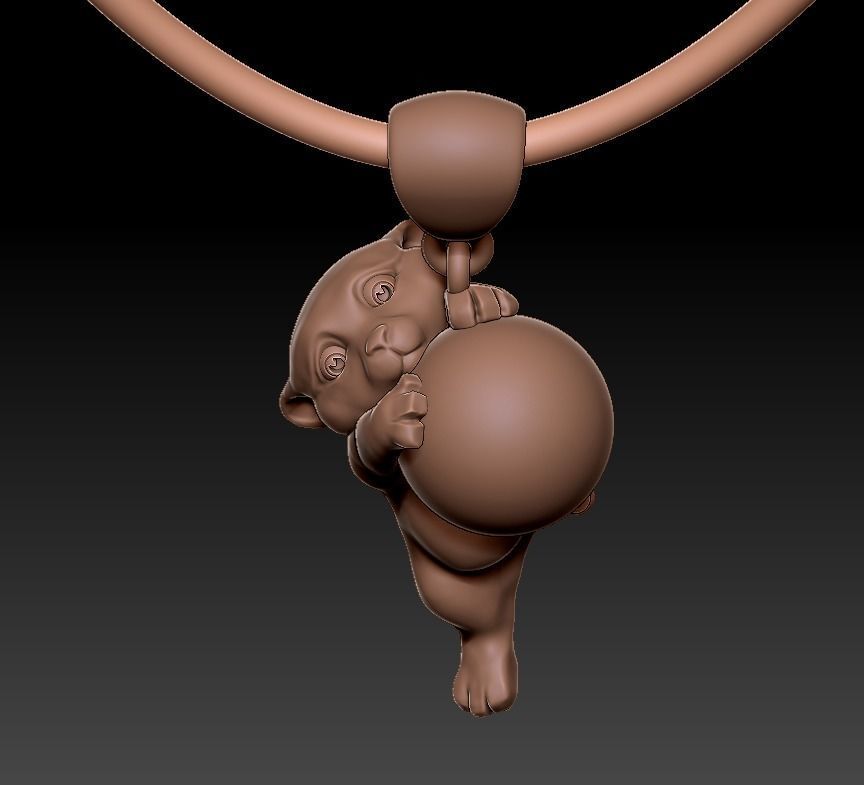 Lion puppy pendant 3D print model_4