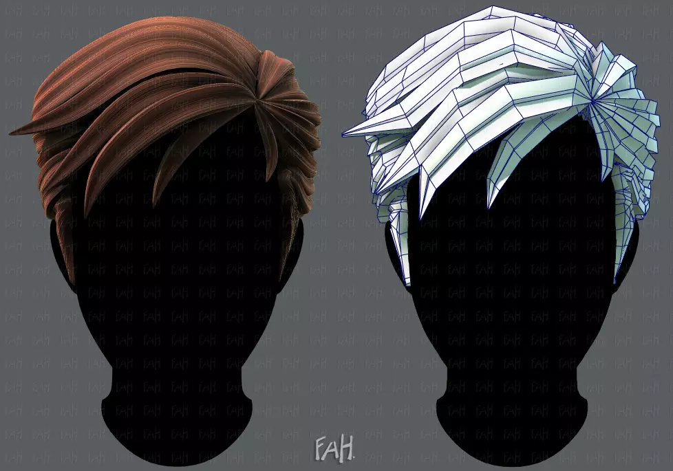 3D Hair style for Man V02 Low-poly 3D model