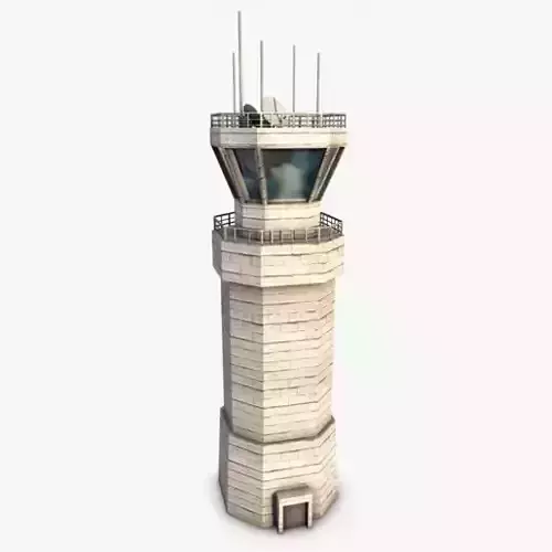 Low poly airbase control tower