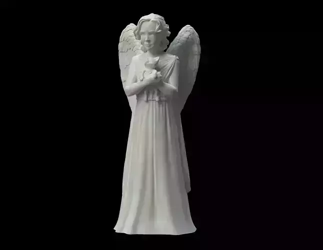 Angel with a kitten 3D print model