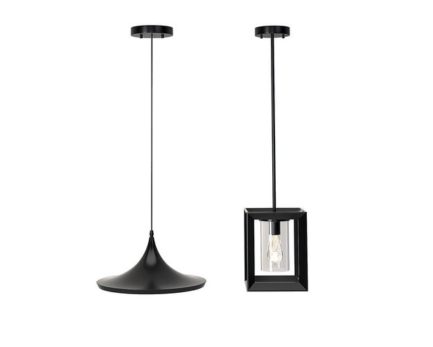 Ironclad Industrial and modern black gold drum style pendants 3D model