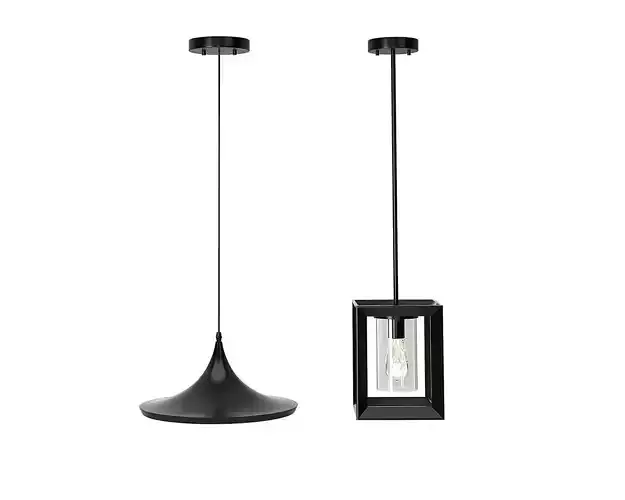 Ironclad Industrial and modern black gold drum style pendants 3D model