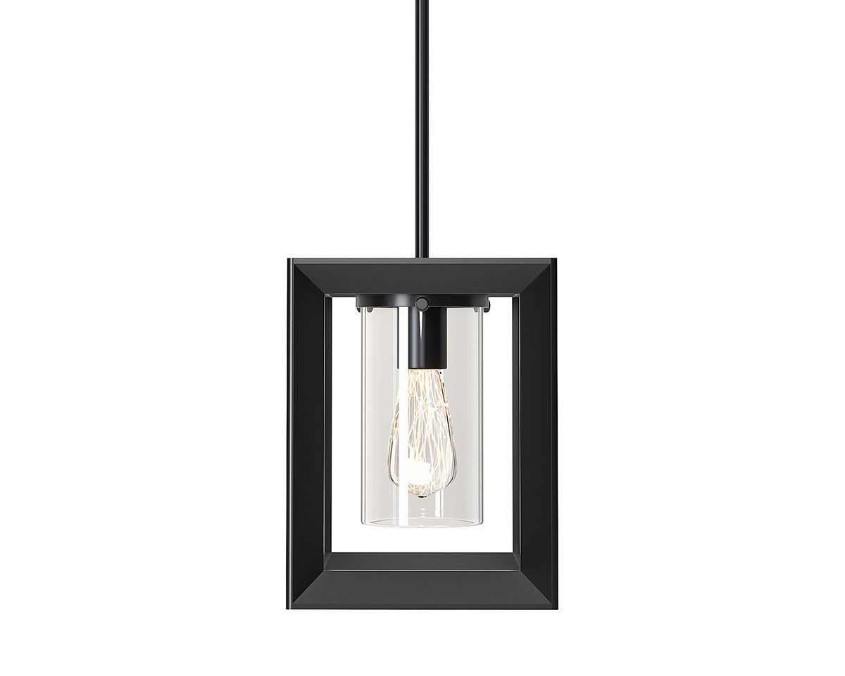 Ironclad Industrial and modern black gold drum style pendants 3D model_1