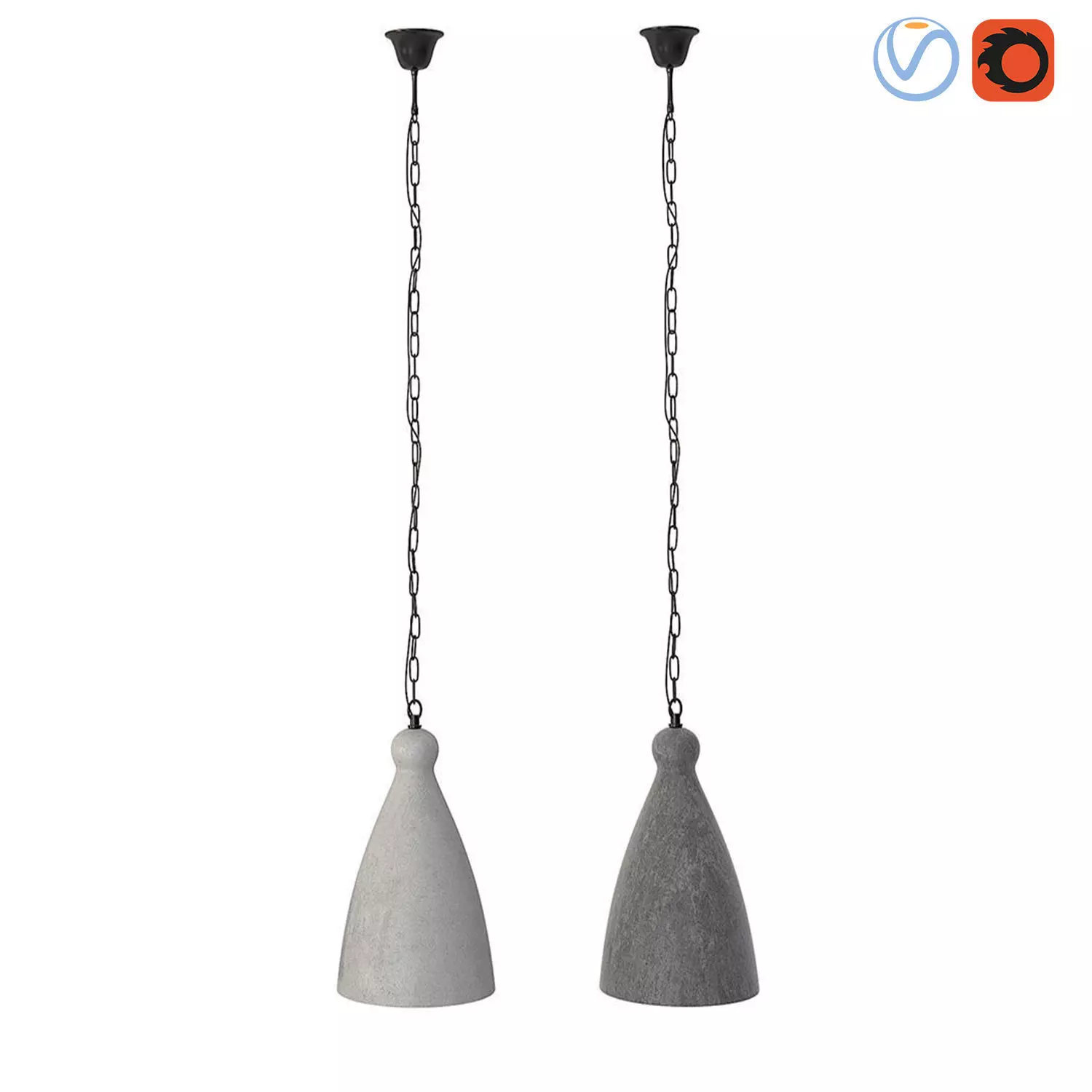 Bangor Cement Pendant Lamp Narrow 3D model_0