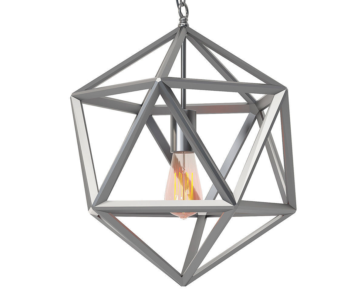 Vintage Industrial style Geometric Matte Iron Cage Pendant Light 3D model_5
