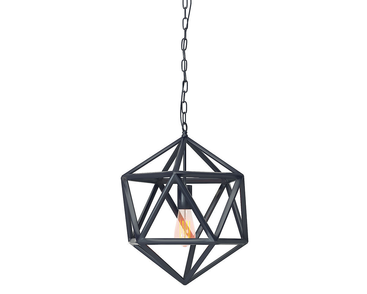 Vintage Industrial style Geometric Matte Iron Cage Pendant Light 3D model_4