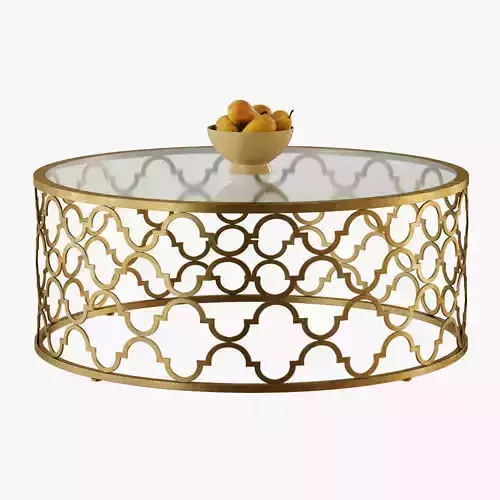 Round Moroccan Cocktail Table Gold 3D model