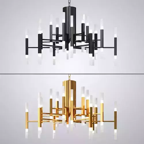 Gold and black chandelier creative tube lights
