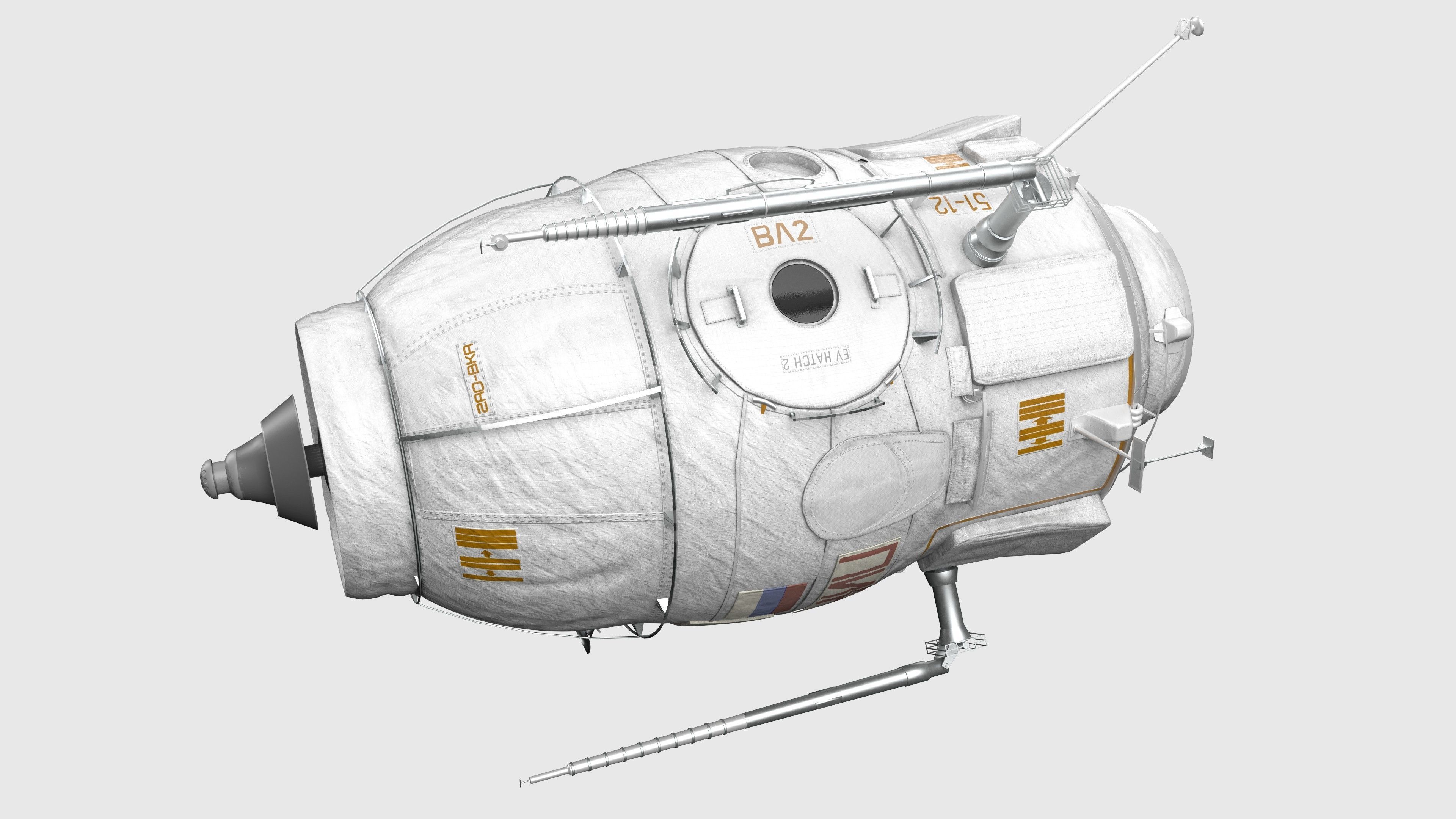 Docking Compartment PIRS  Module on International Space Station 3D model_1