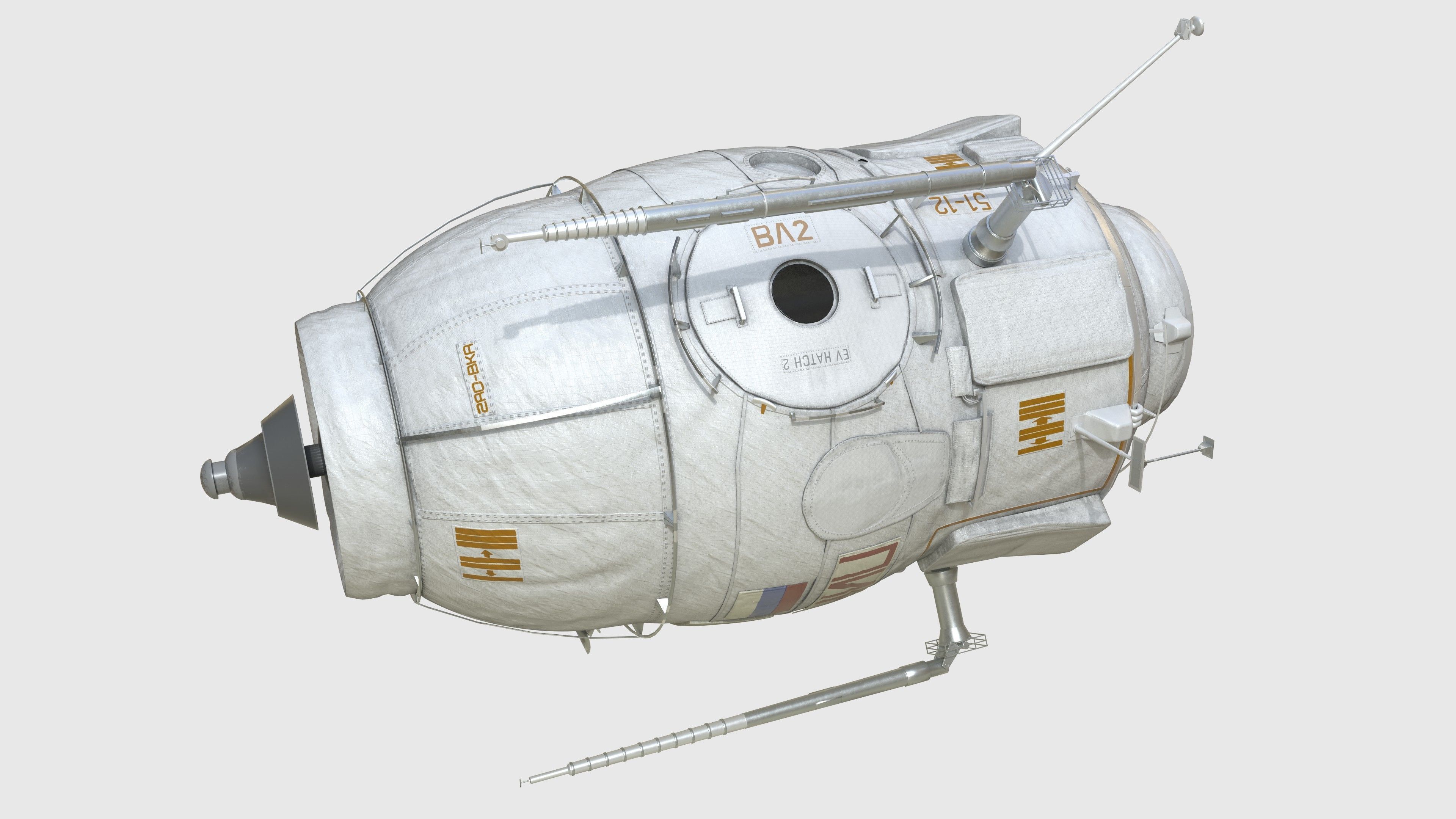 Docking Compartment PIRS  Module on International Space Station 3D model_2