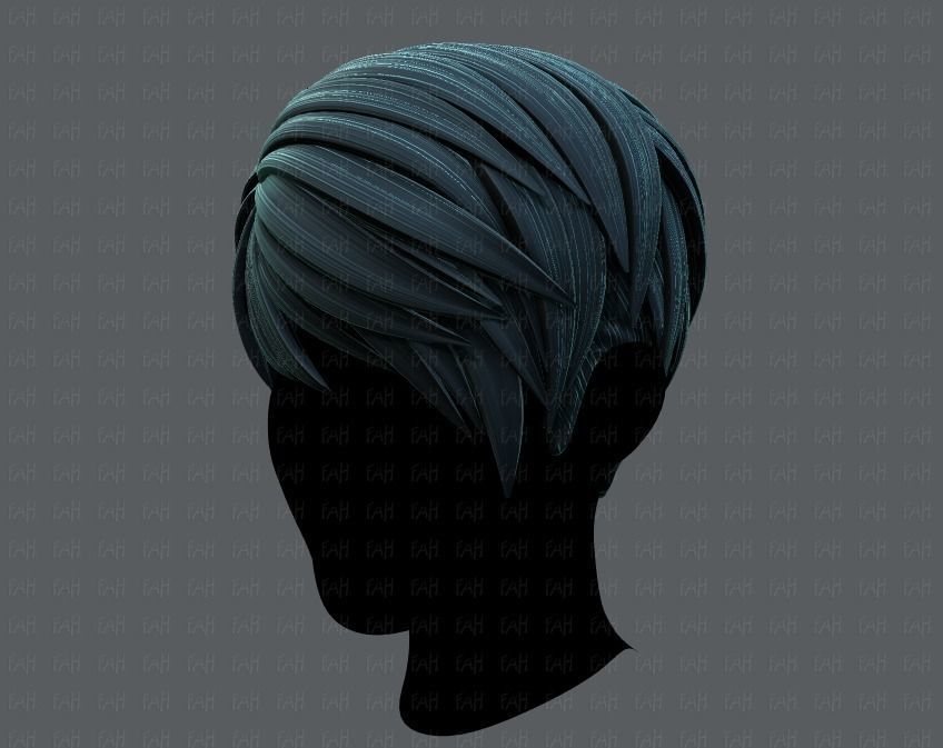 3D Hair style for Man V03 Low-poly 3D model_8