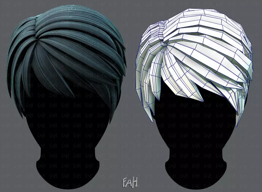 3D Hair style for Man V03 Low-poly 3D model_0