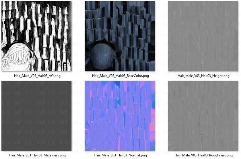 3D Hair style for Man V03 Low-poly 3D model_40