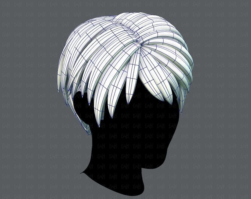 3D Hair style for Man V03 Low-poly 3D model_10