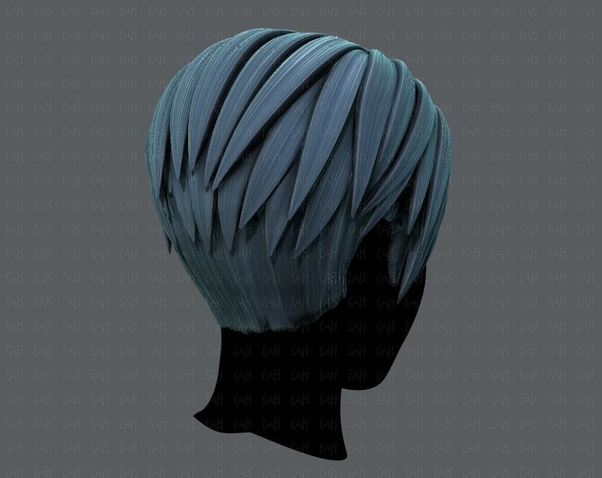 3D Hair style for Man V03 Low-poly 3D model_4