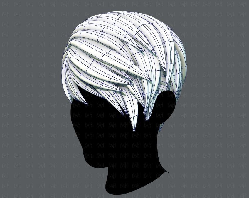 3D Hair style for Man V03 Low-poly 3D model_16