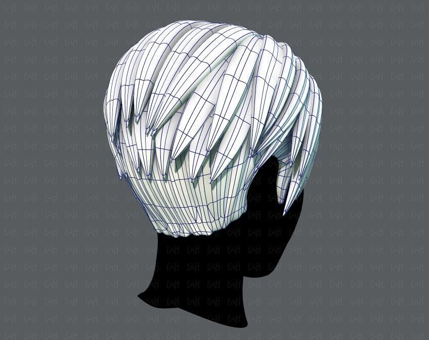 3D Hair style for Man V03 Low-poly 3D model_12