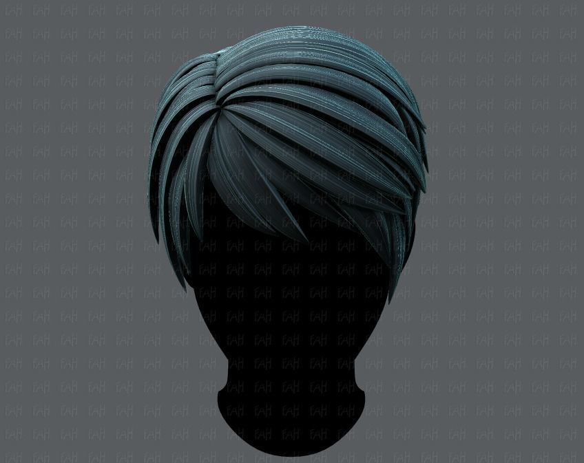 3D Hair style for Man V03 Low-poly 3D model_1