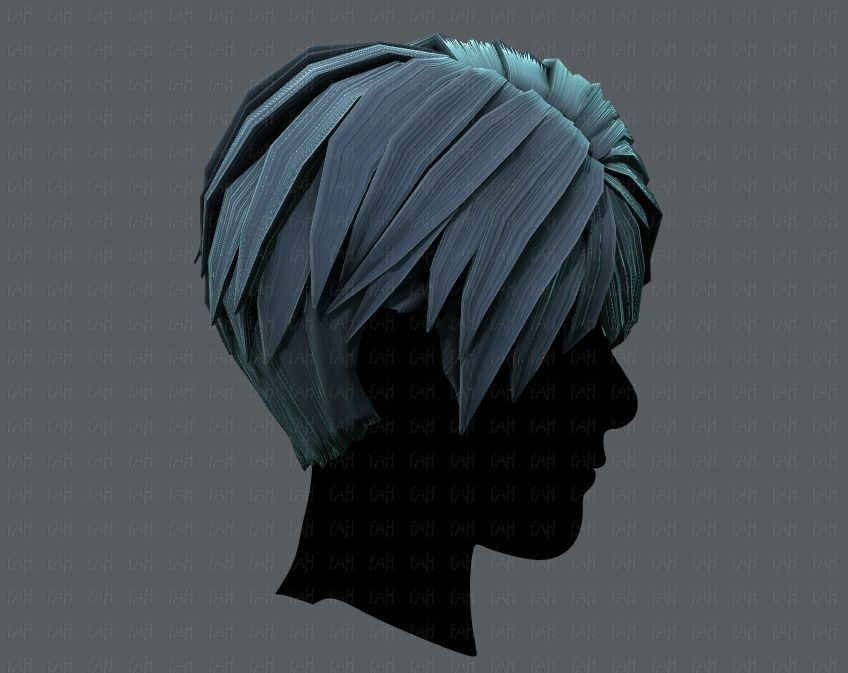 3D Hair style for Man V03 Low-poly 3D model_19