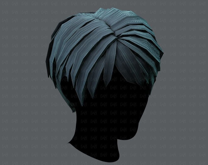 3D Hair style for Man V03 Low-poly 3D model_18