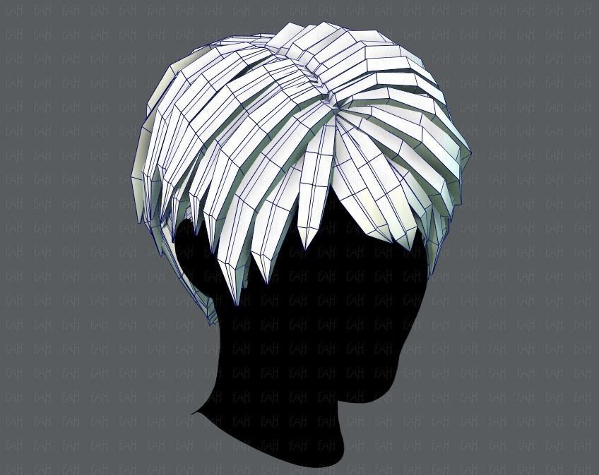 3D Hair style for Man V03 Low-poly 3D model_26