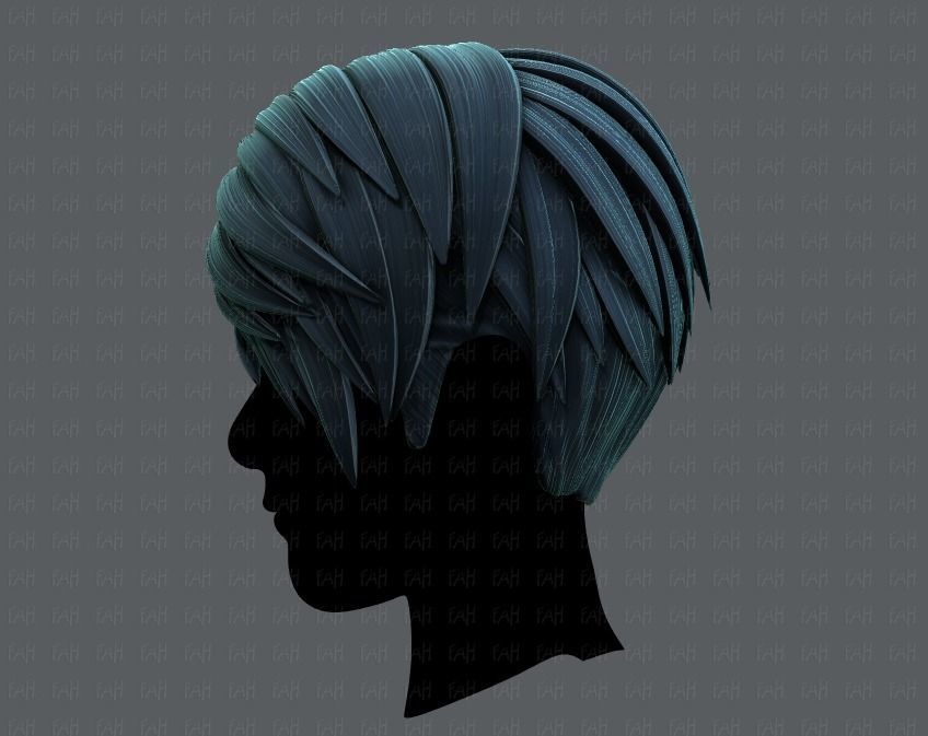 3D Hair style for Man V03 Low-poly 3D model_7