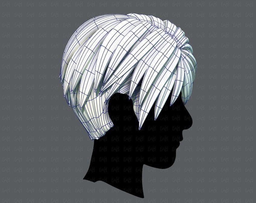 3D Hair style for Man V03 Low-poly 3D model_11
