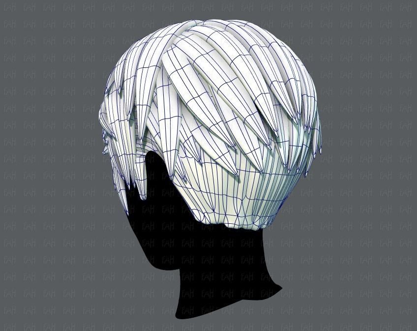 3D Hair style for Man V03 Low-poly 3D model_14