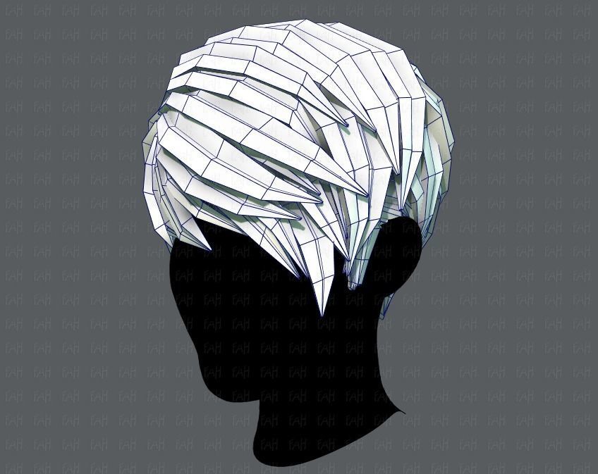 3D Hair style for Man V03 Low-poly 3D model_32