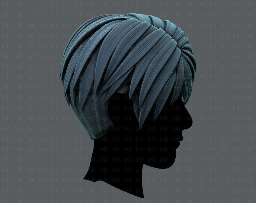 3D Hair style for Man V03 Low-poly 3D model_3