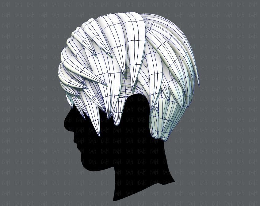 3D Hair style for Man V03 Low-poly 3D model_15