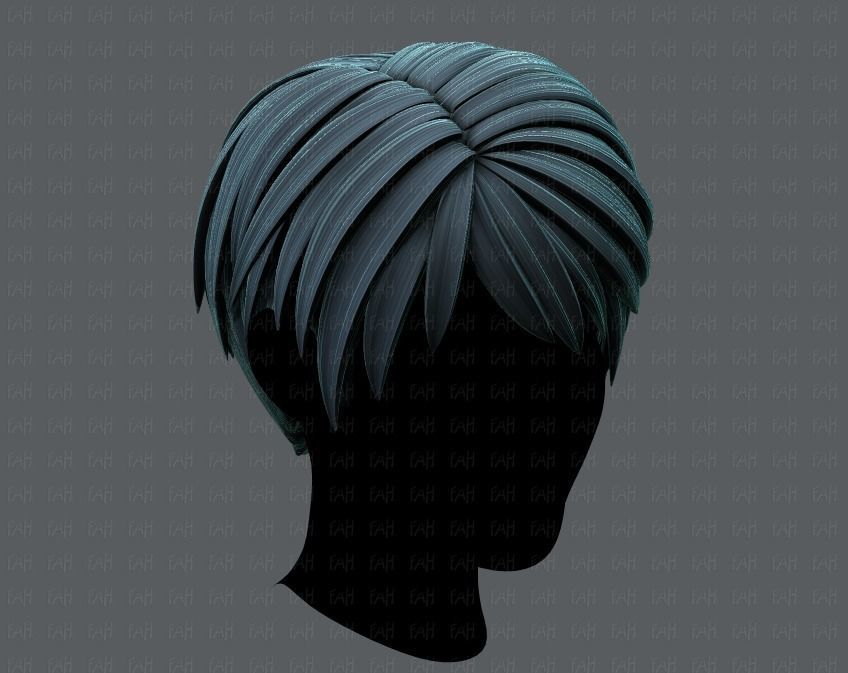 3D Hair style for Man V03 Low-poly 3D model_2
