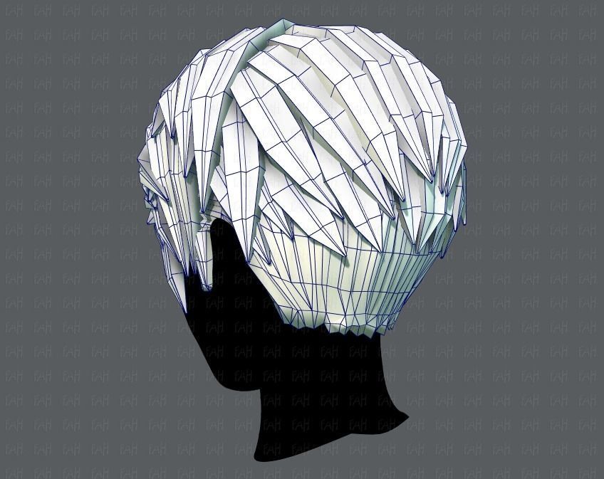 3D Hair style for Man V03 Low-poly 3D model_30