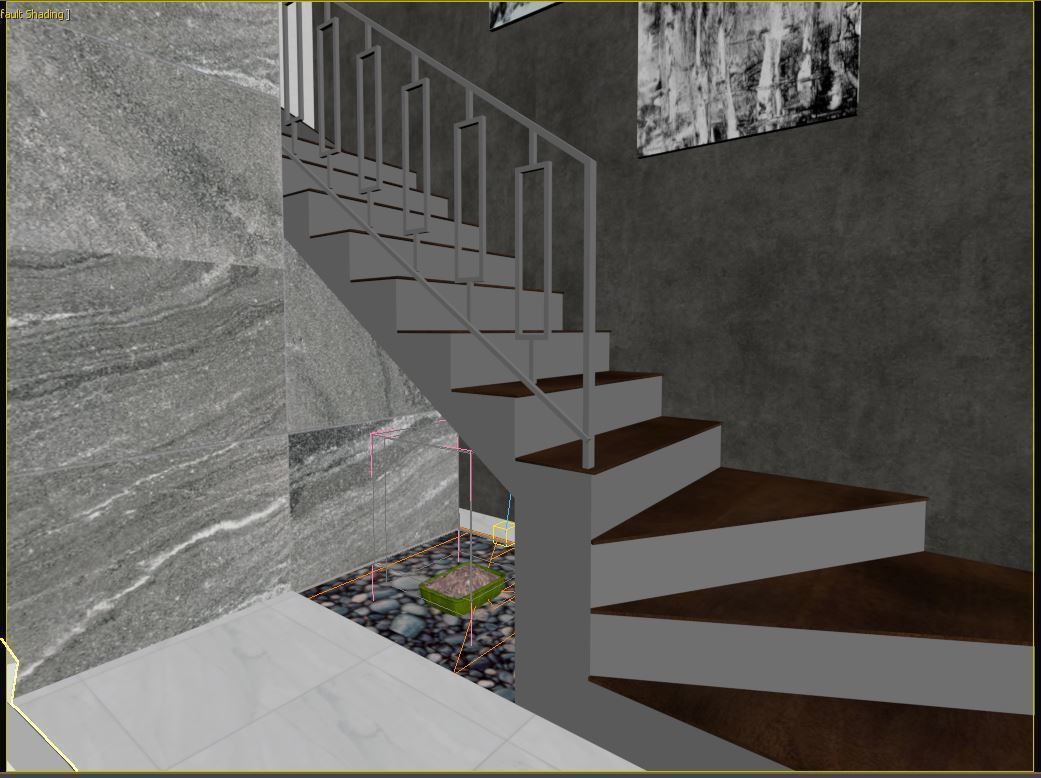 Living Room and Kitchen interior design  3D model_9