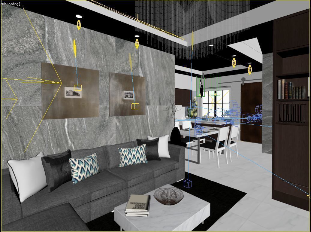 Living Room and Kitchen interior design  3D model_10