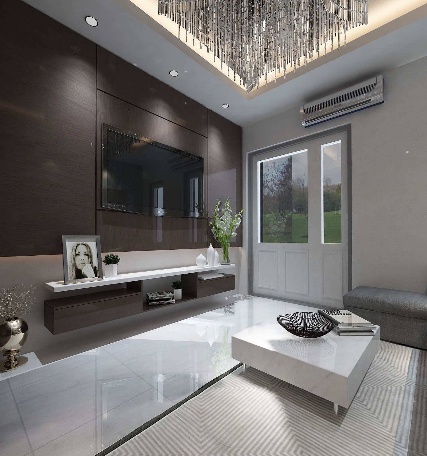 Living Room and Kitchen interior design  3D model_2