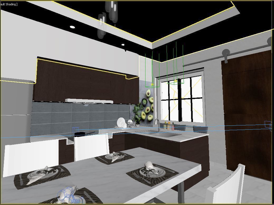 Living Room and Kitchen interior design  3D model_6