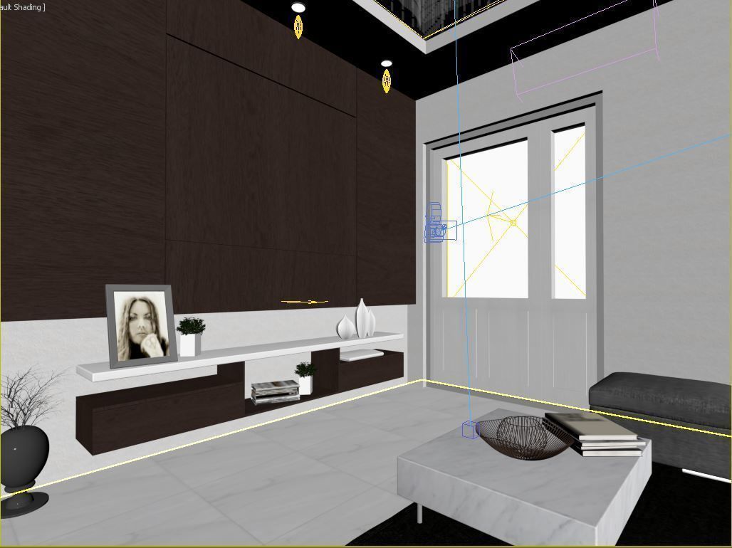 Living Room and Kitchen interior design  3D model_7