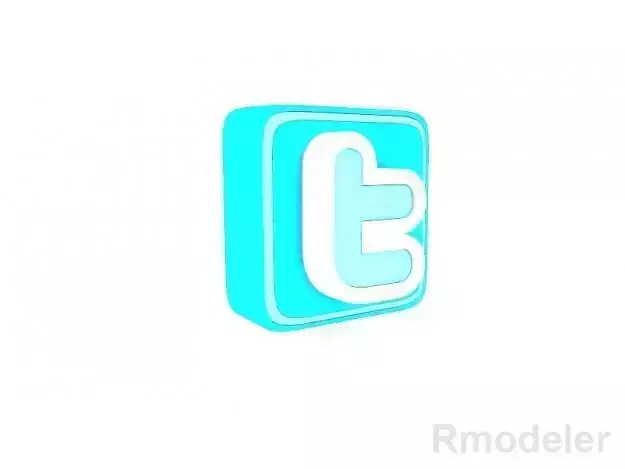 Twitter Letter 3d Logo 3D model