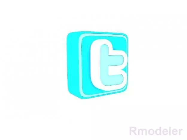 Twitter Letter 3d Logo 3D model_0