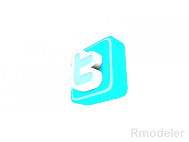 Twitter Letter 3d Logo 3D model_1