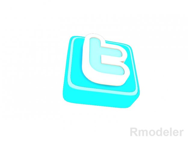 Twitter Letter 3d Logo 3D model_2
