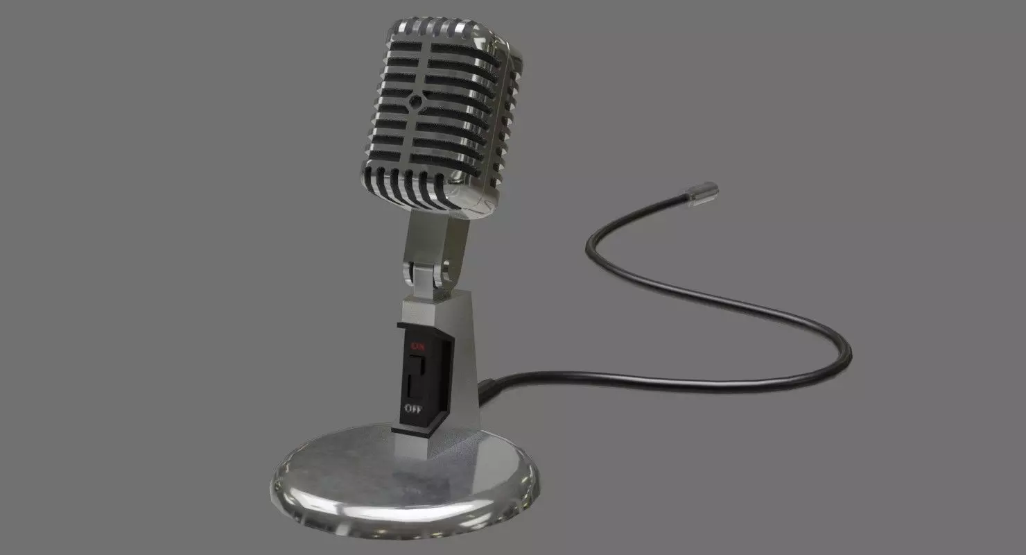 Retro Microphone 2A Low-poly 3D model_0