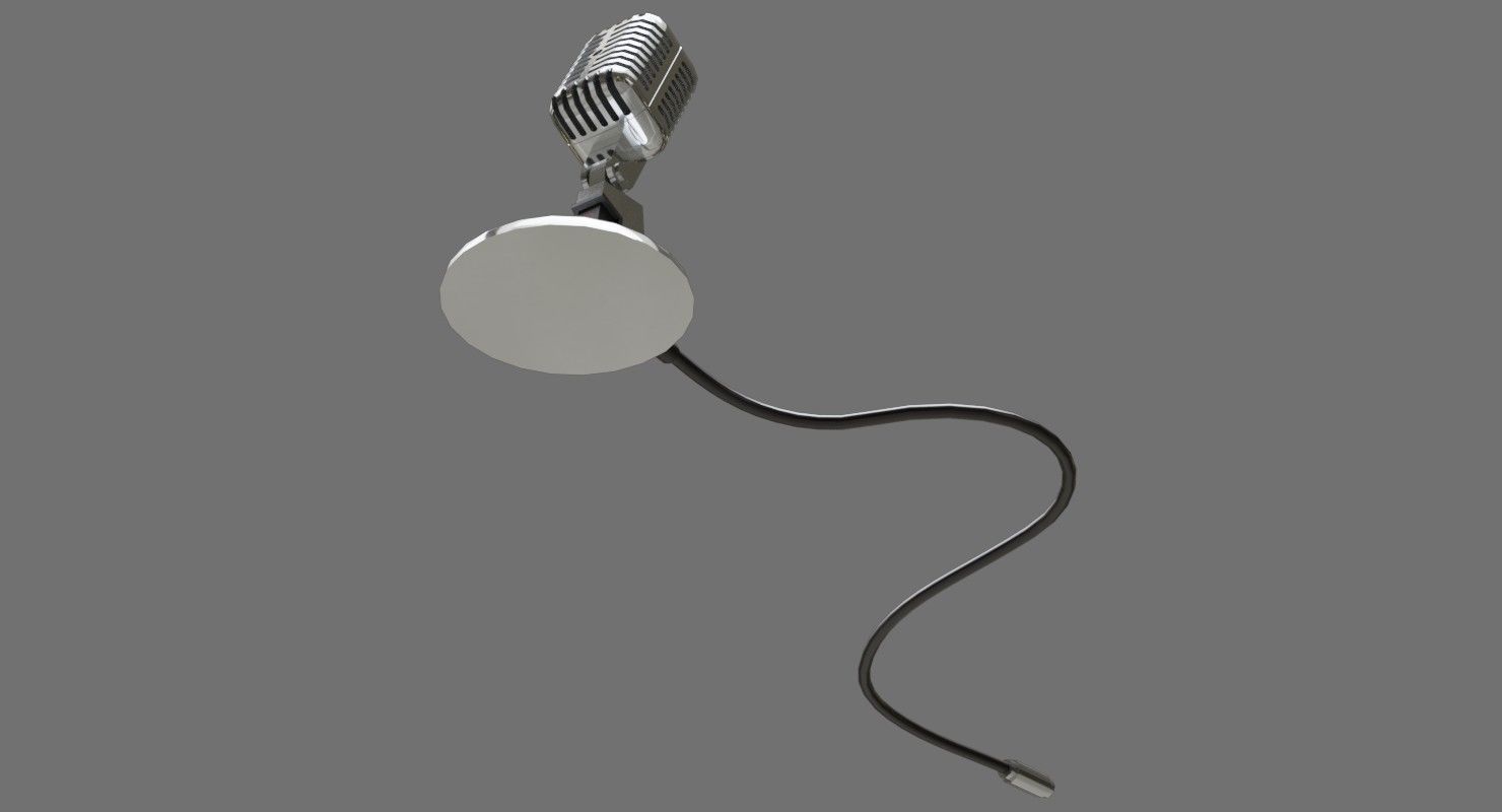 Retro Microphone 2A Low-poly 3D model_4