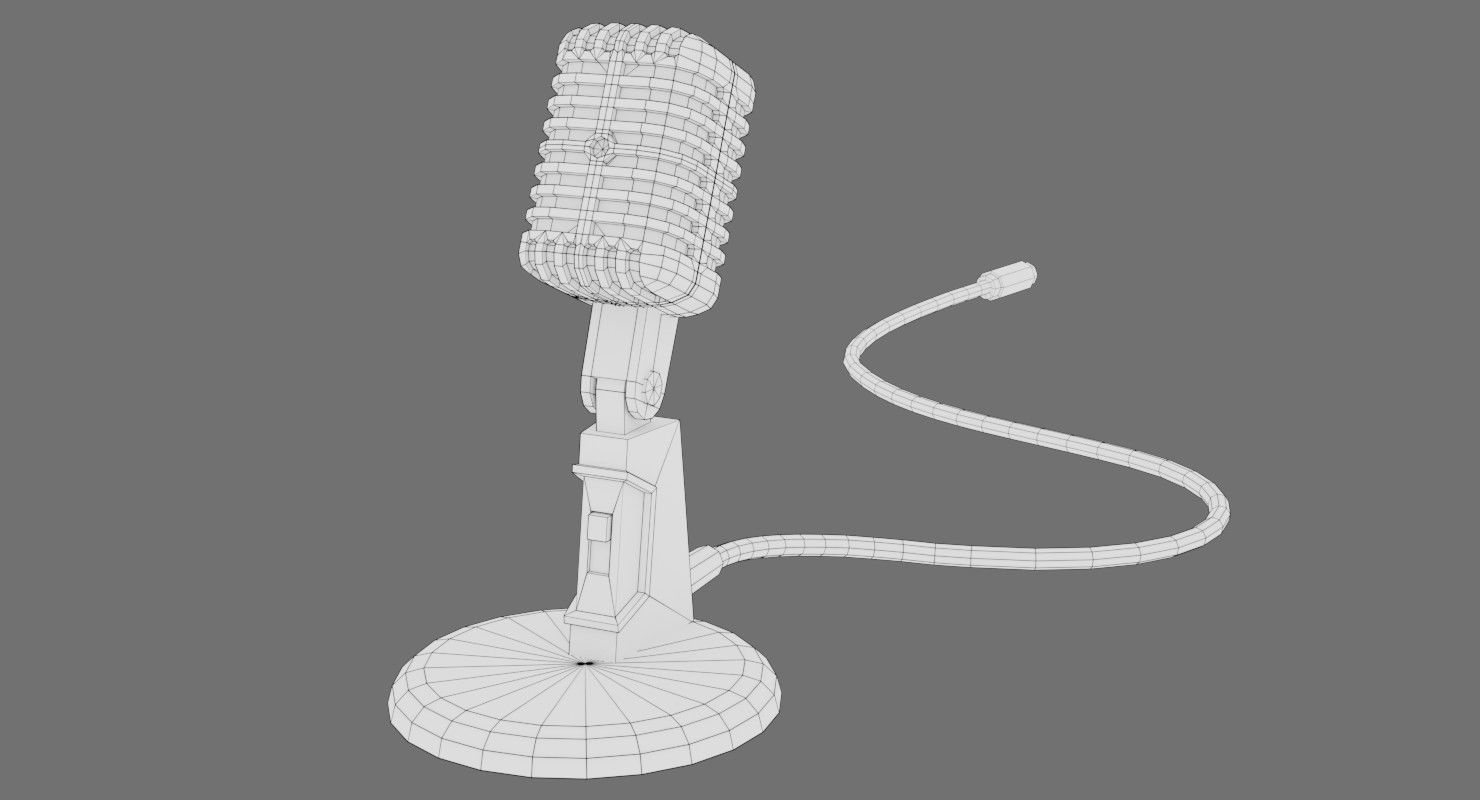 Retro Microphone 2A Low-poly 3D model_5