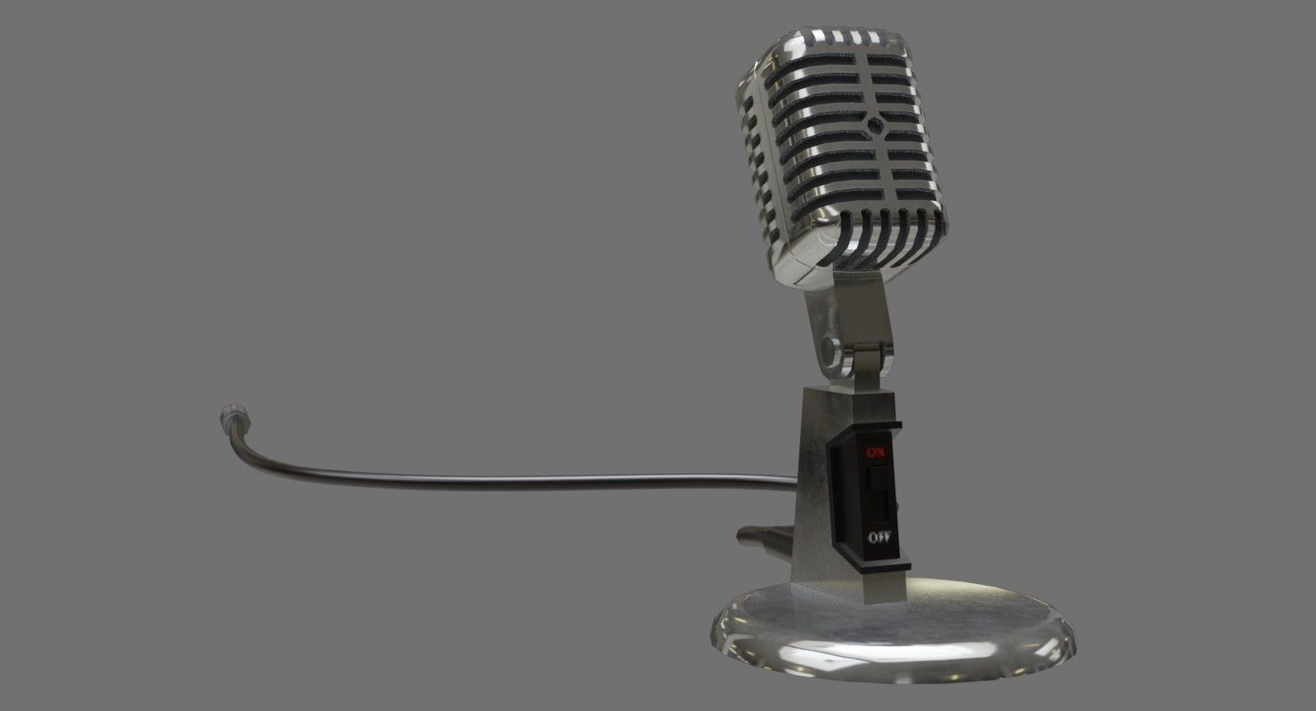 Retro Microphone 2A Low-poly 3D model_1